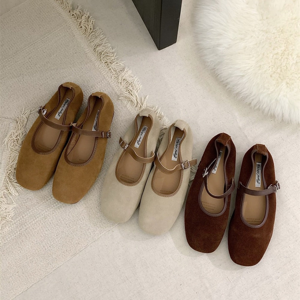 Ballet Flats with Strap Mary Jane Shoes Slip on Flat Shoes Mary Jane Flats Women's Flats