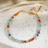 Linglang Boho Colored Necklace Irregular Crystal Necklace Bracelet Set Beaded Necklace Chain Summer Jewelry