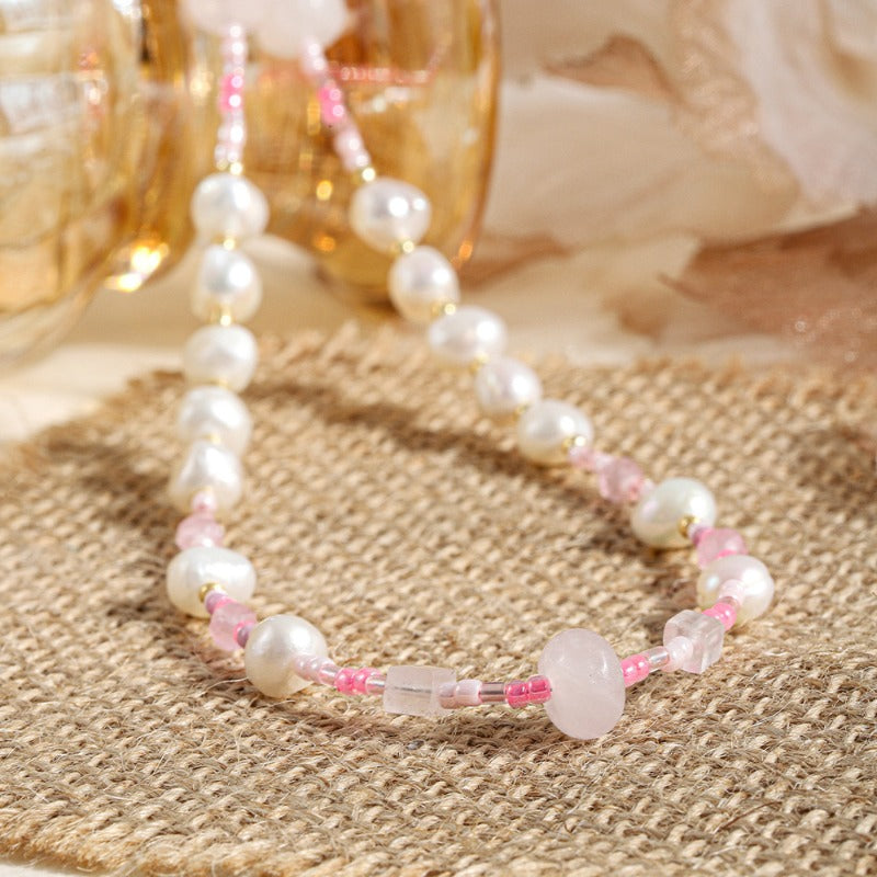 Linglang Colored Beaded Necklace Natural Pearl Necklace for Women Dainty Pearl Choker Jewelry Gift
