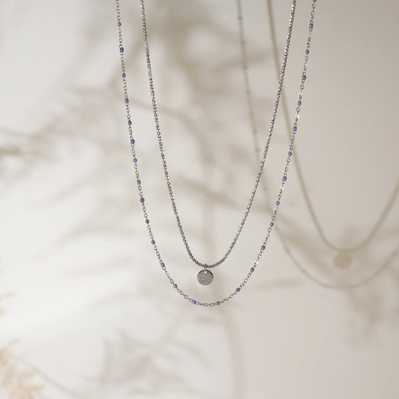 Linglang 18K Gold Plated Layered Necklace Retro Beaded Necklace Chain Gold Dainty Choker for Women