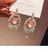 Linglang Handmade Silver Earrings Boho Beaded Earrings Vintage Heart-shaped Drop Earrings Boho Jewelry