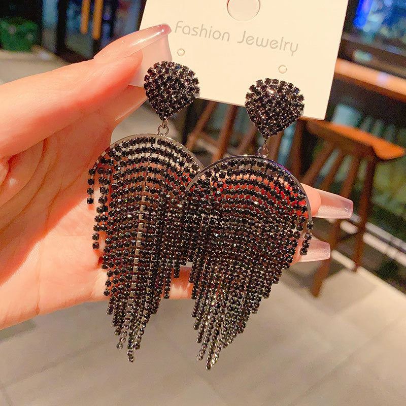 Linglang Dainty Sparkling Earrings Long Tassel Earrings Chic Dangle Earrings