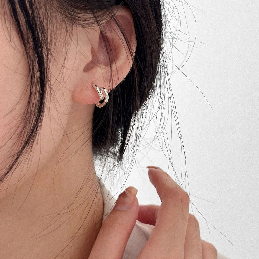 Linglang S925 Small Hoop Earrings Heart Shape Sterling Silver Earrings for Women Gifts Trendy Huggie Hoop Earrings
