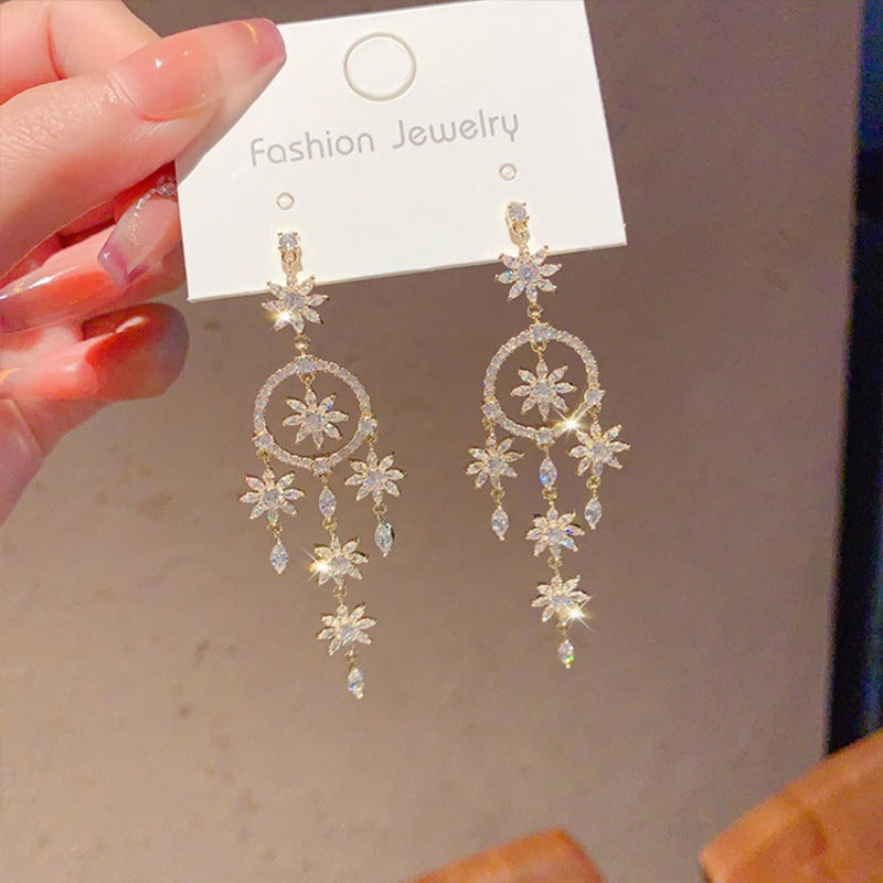 Linglang S925 Silver Earrings Sterling Dangle Earrings Boho Statement Earrings Dainty Drop Earrings for Women