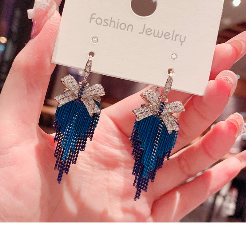 Linglang Vintage S925 Silver Earrings Dangle Earrings Tassel Earrings Retro Jewelry