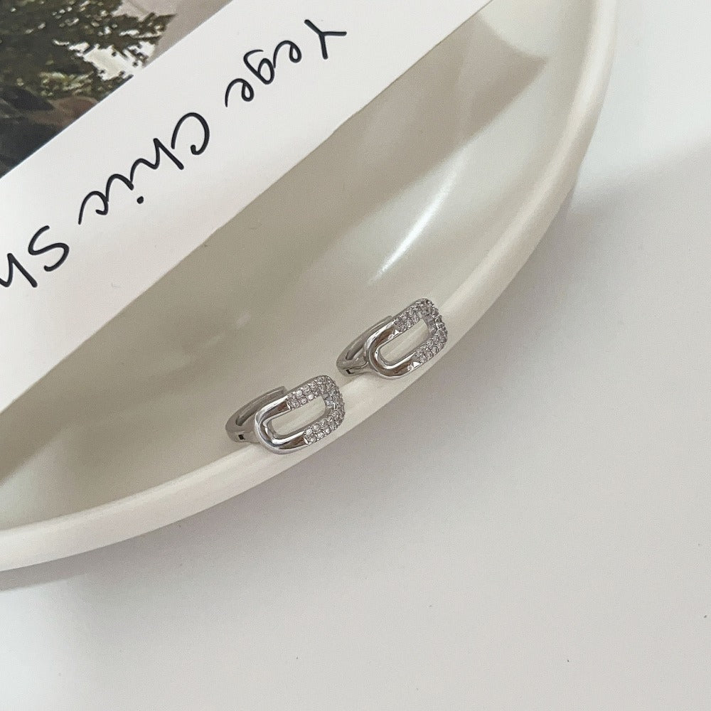 Linglang S925 Sterling Silver Earrings Zirconia Hoop Earrings Trendy Huggie Hoop Earrings