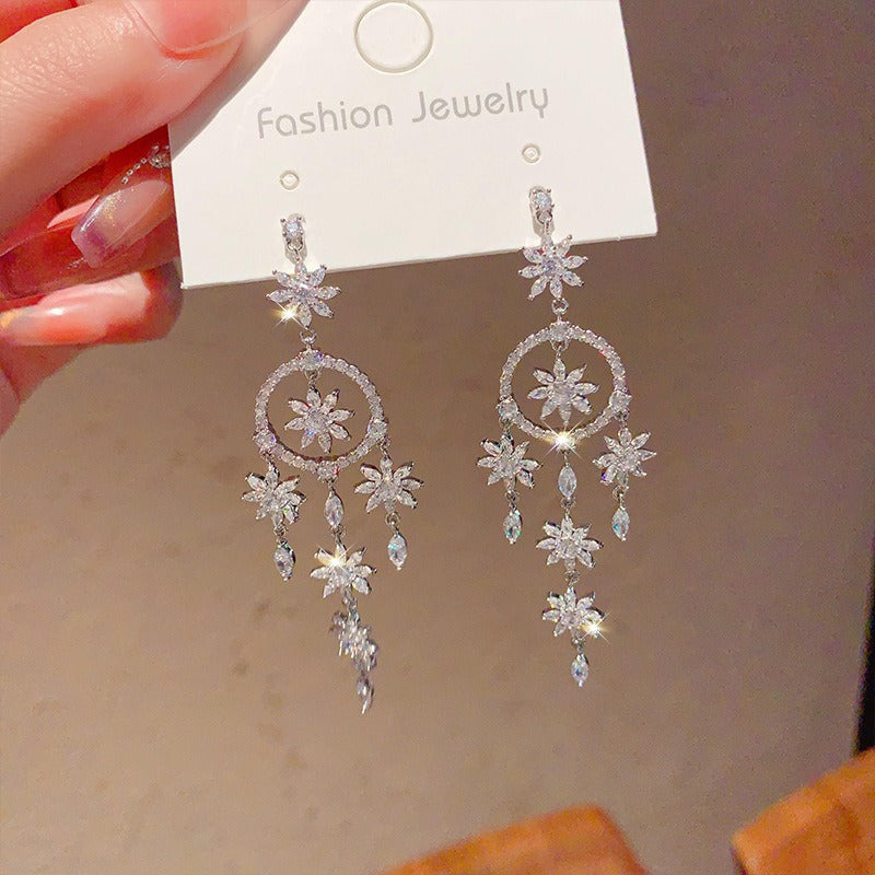 Linglang S925 Silver Earrings Sterling Dangle Earrings Boho Statement Earrings Dainty Drop Earrings for Women