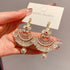Linglang Bohemian Earrings Crystal Floral Dangle Drop Earrings Vintage Beaded Earrings Pearl Jewelry