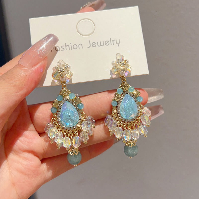 Linglang Handmade Beaded Earrings Boho Statement Earrings Retro Dangle Drop Earrings