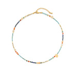 Linglang Blue Green Lapis Lazuli Natural Stone Beaded Necklace Layered Jewelry Czech Beads Necklace Layering Jewelry