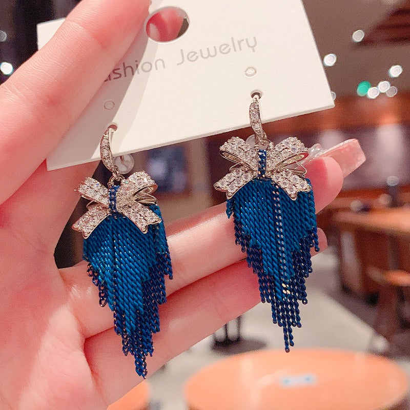 Linglang Vintage S925 Silver Earrings Dangle Earrings Tassel Earrings Retro Jewelry
