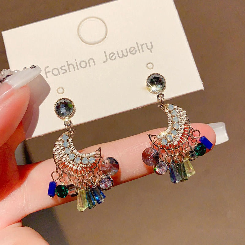 Boho Dangle Earrings Colored Drop Earrings Dreamcatcher Beaded Earrings