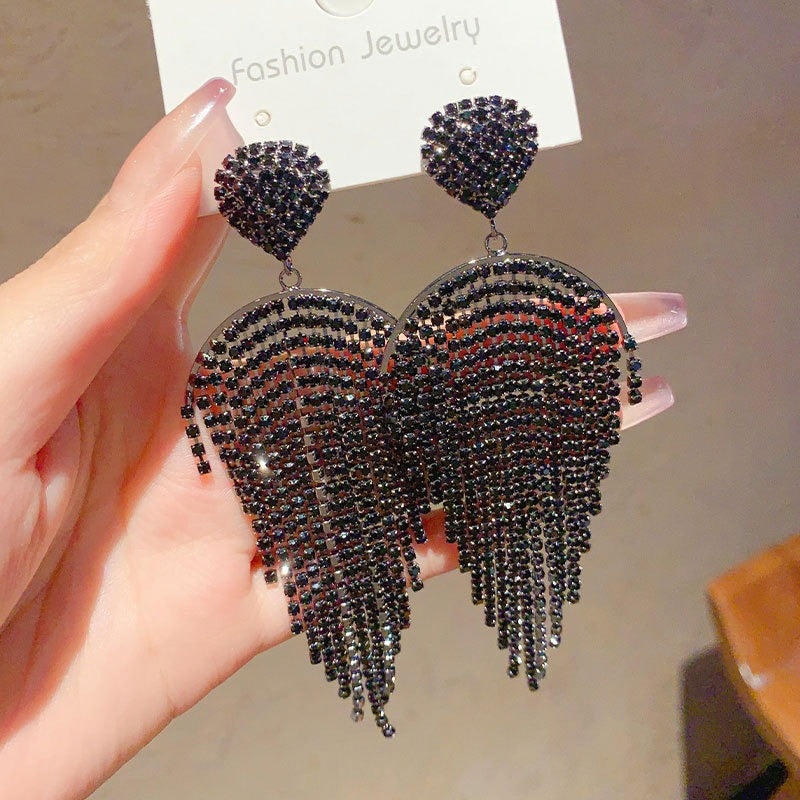 Linglang Dainty Sparkling Earrings Long Tassel Earrings Chic Dangle Earrings