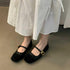 Square Toe Flats Retro Mary Jane Shoes with Strap Red Ballet Flats Mary Jane Flats Slip On Shoes