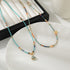 Linglang Blue Green Lapis Lazuli Natural Stone Beaded Necklace Layered Jewelry Czech Beads Necklace Layering Jewelry