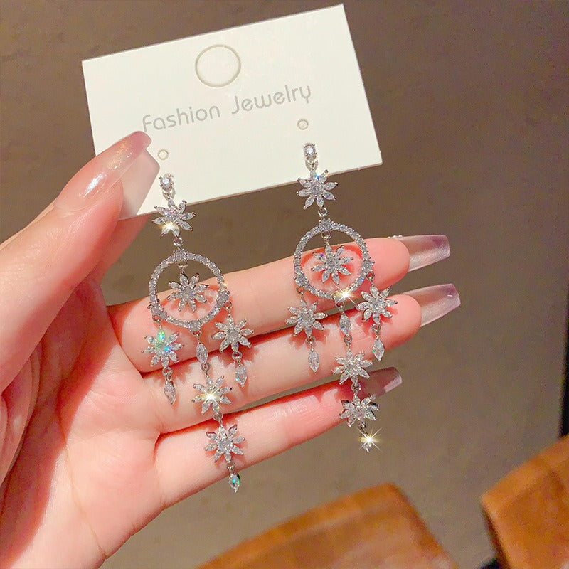 Linglang S925 Silver Earrings Sterling Dangle Earrings Boho Statement Earrings Dainty Drop Earrings for Women
