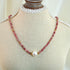 Linglang Elegant Simple Rhodochrosite Beaded Necklace Pearl Necklace Natural Stone Jewelry Gift