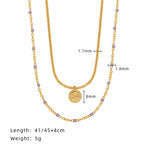 Linglang 18K Gold Plated Layered Necklace Retro Beaded Necklace Chain Gold Dainty Choker for Women