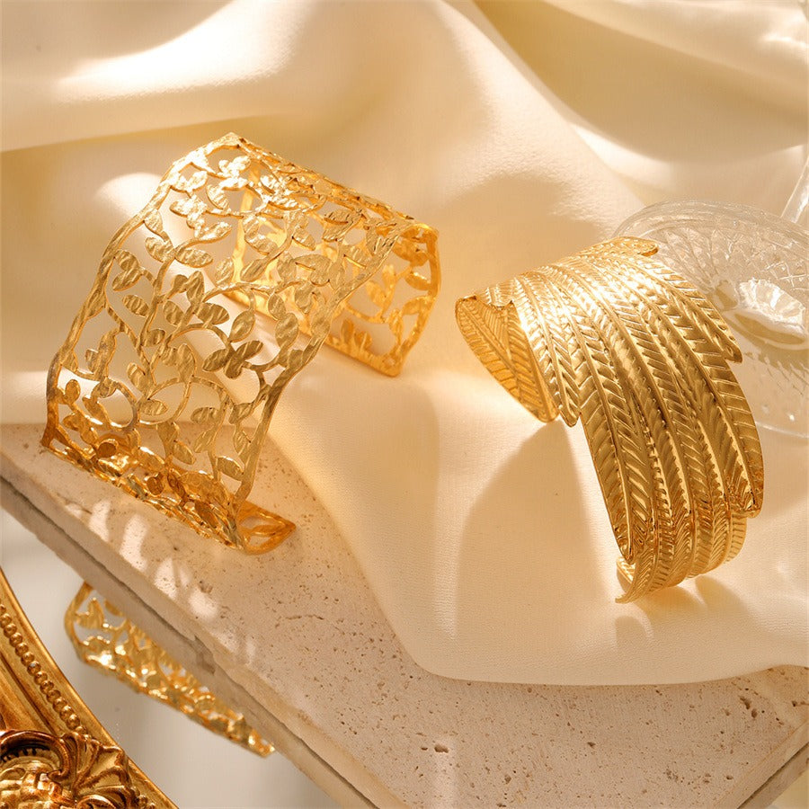 Layla Titanium Gold-plated Open Adjustable Bracelets